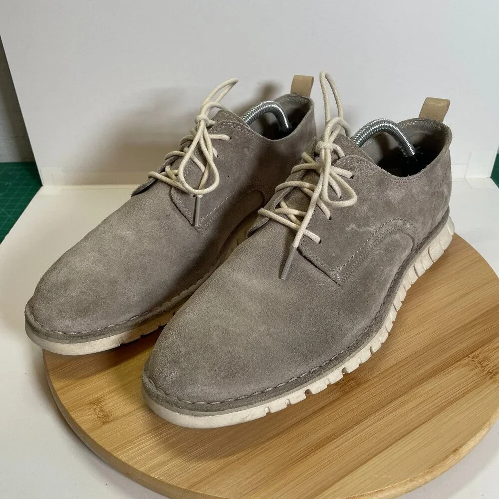 Cole Haan Men 10.5 Gray Beige ZeroGrand Oxford C31256 Suede Leather Lightweight
